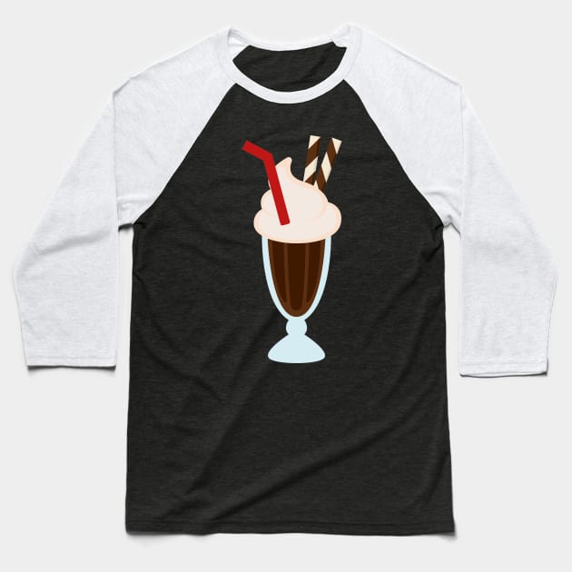 Chocolate Milkshakes with Two Wafer Sticks and a Straw Baseball T-Shirt by Tooniefied